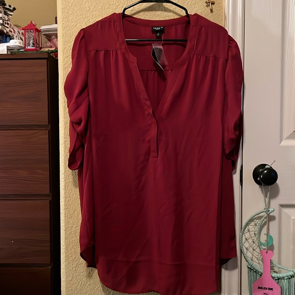 NWT Torrid Harper Blouse Harper Georgette Ruched Short Sleeve Blouse